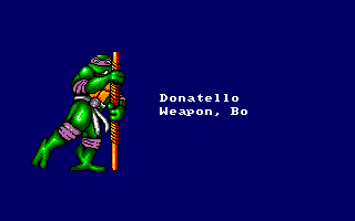 Teenage Mutant Ninja Turtles (Amiga) screenshot: Donatello (intro screen) (European version)