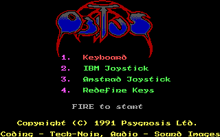 Obitus (DOS) screenshot: The main menu (VGA)