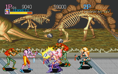 Captain Commando (PlayStation) screenshot: Fighting enemies in the museum