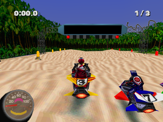 Jet Moto 2 (PlayStation) screenshot: Beach track