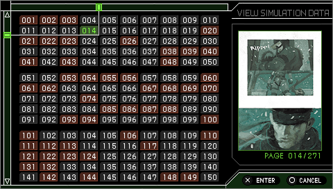 Metal Gear Solid: Digital Graphic Novel (PSP) screenshot: View Simulation Data