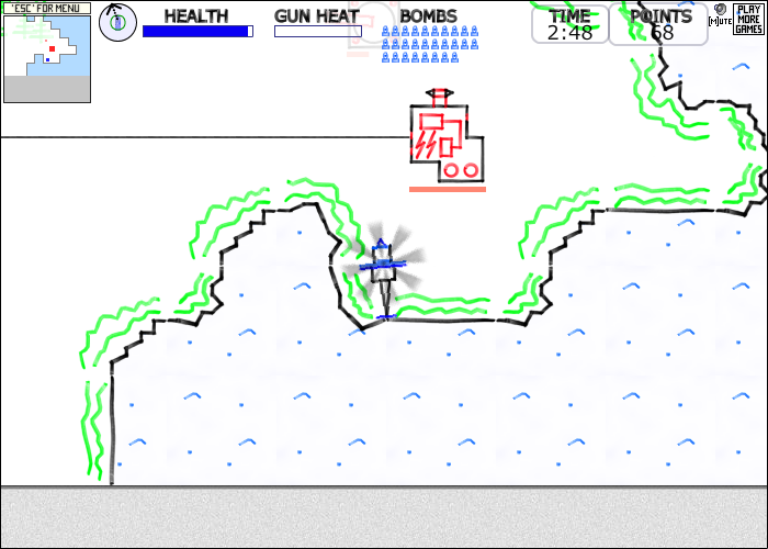 ChopRaider (Browser) screenshot: You have to bomb the power plants.