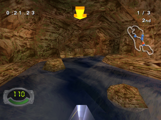 Jet Moto 3 (PlayStation) screenshot: Cave