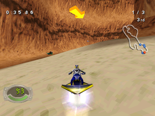Jet Moto 3 (PlayStation) screenshot: Going up.