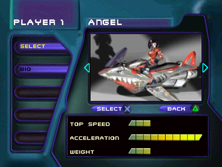Jet Moto 3 (PlayStation) screenshot: Rider selection