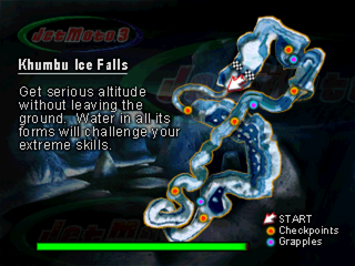 Jet Moto 3 (PlayStation) screenshot: Khumbu Ice Falls loading screen