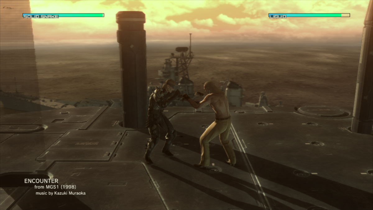 Metal Gear Solid 4: Guns of the Patriots (PlayStation 3) screenshot: Snaaaake! Liquiid!