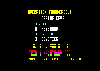 Operation Thunderbolt (Amstrad CPC) screenshot: Startup