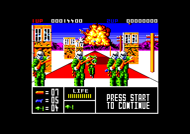 Operation Thunderbolt (Amstrad CPC) screenshot: Just blew up a chopper