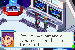 Mega Man Battle Network 4: Red Sun (Game Boy Advance) screenshot: The scientists discover a threat to the planet
