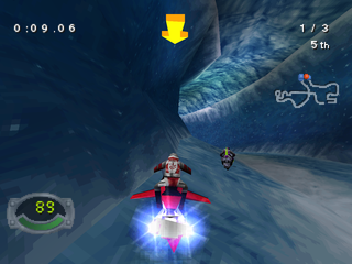 Jet Moto 3 (PlayStation) screenshot: Ice tunnel