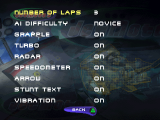 Jet Moto 3 (PlayStation) screenshot: Options menu