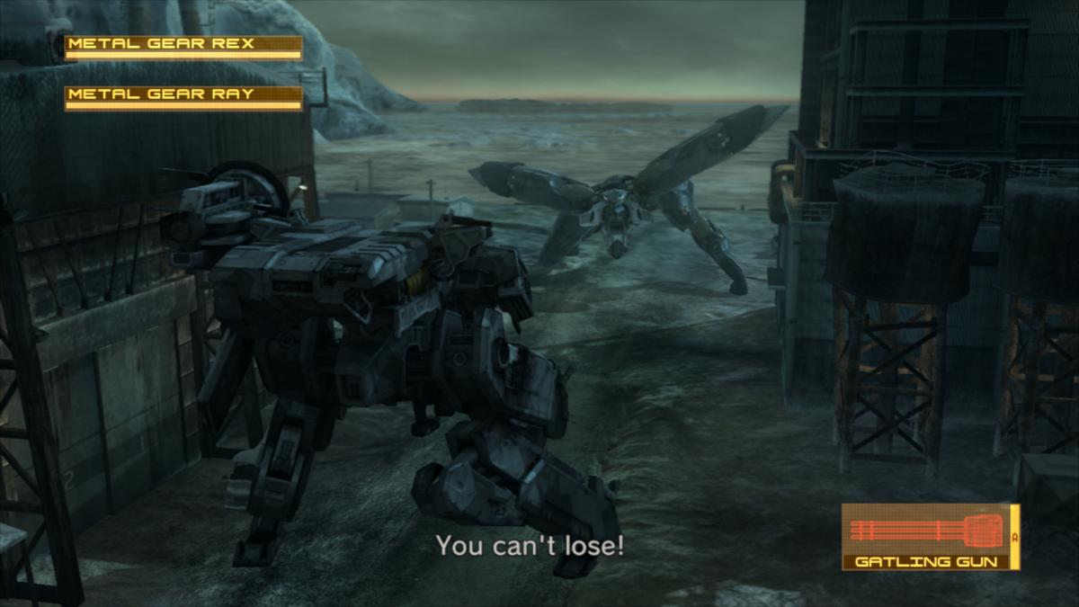 Metal Gear Solid 4: Guns of the Patriots (PlayStation 3) screenshot: Epic battle of two Metal Gears