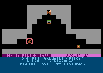 The Return of Heracles (Atari 8-bit) screenshot: Collecting gold on the first screen.