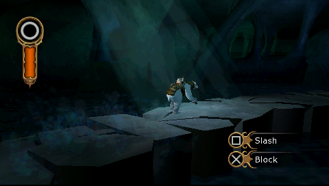 The Golden Compass (PSP) screenshot: Running ahead of the crumbling ice path