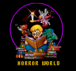 The Pagemaster (SNES) screenshot: Horror world intro screen.