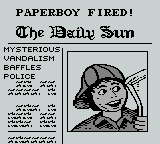Paperboy (Game Boy) screenshot: game over