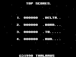 Delta Patrol (ZX Spectrum) screenshot: High scores