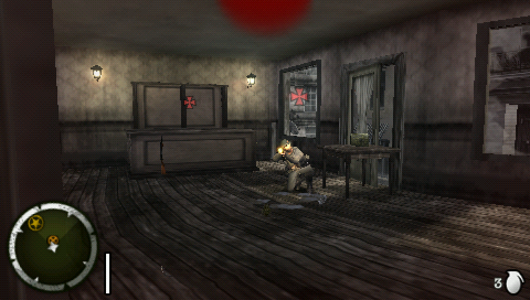 Medal of Honor: Heroes 2 (PSP) screenshot: The building interiors look pretty good, but ceilings are still ridiculously low