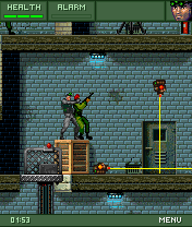 Tom Clancy's Splinter Cell: Extended Ops (J2ME) screenshot: Guards can be pushed onto the sensors