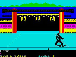 Ninja (ZX Spectrum) screenshot: Backgrounds vary as you walk on through