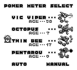 Parodius (Game Boy) screenshot: Player selection