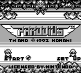 Parodius (Game Boy) screenshot: Title screen
