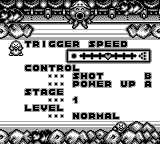 Parodius (Game Boy) screenshot: Setup screen