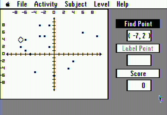 Alge-Blaster Plus! (Apple II) screenshot: Graph: find the point
