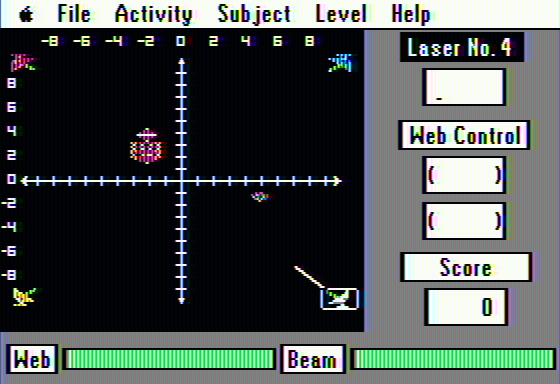 Alge-Blaster Plus! (Apple II) screenshot: Shooting laser