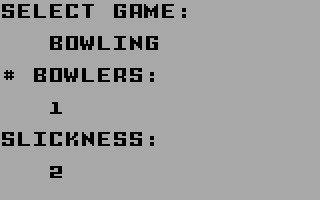 PBA Bowling (Intellivision) screenshot: Game options screen 1