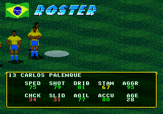 Pelé II: World Tournament Soccer (Genesis) screenshot: Substitution in progress