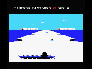 Penguin Adventure (MSX) screenshot: Fall in the small cranks not the big ones!