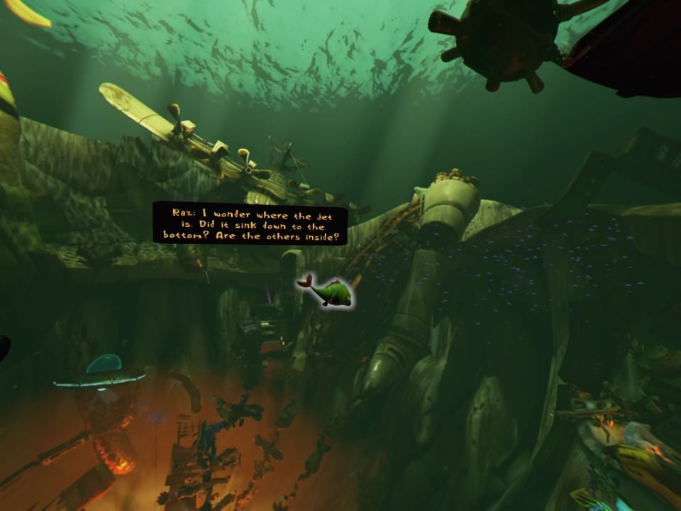 Psychonauts in the Rhombus of Ruin (PlayStation 4) screenshot: Leaving the underwater facility by projecting into nearby fish