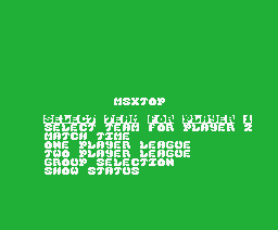 Peter Beardsley's International Football (MSX) screenshot: The main menu