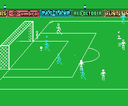 Peter Beardsley's International Football (MSX) screenshot: He can't miss that ball