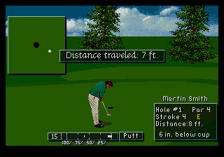 PGA Tour Golf III (Genesis) screenshot: A bad miss for par