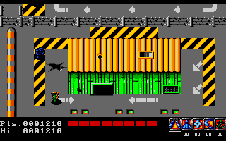 Teenage Mutant Ninja Turtles (Amiga) screenshot: Stage 4 (Overhead part) (European version)