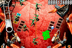 The Pinball of the Dead (Game Boy Advance) screenshot: Killing a zombie on the bottom part of the Cemetery table