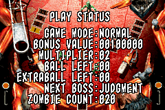 The Pinball of the Dead (Game Boy Advance) screenshot: Examine your game status at any time in the game