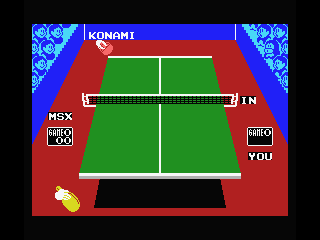 Ping Pong (MSX) screenshot: In. The penguin applauds
