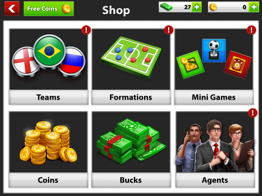 Soccer Stars (iPad) screenshot: Shop