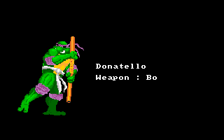 Teenage Mutant Ninja Turtles (Amiga) screenshot: Donatello (intro screen) (US version)
