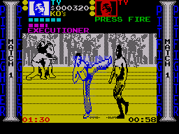 Pit-Fighter (ZX Spectrum) screenshot: Ty's high kick is quite powerful