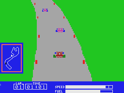 Pitstop (ColecoVision) screenshot: The color of your tires indicates how worn they are