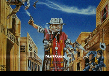 Shoot (PlayStation) screenshot: Title screen from Wild West.