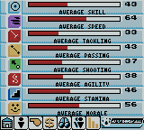 Player Manager 2001 (Game Boy Color) screenshot: Team Info