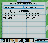Player Manager 2001 (Game Boy Color) screenshot: Post Match Report