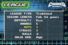 Crushed Baseball (Game Boy Advance) screenshot: League