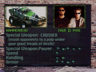 Twisted Metal (PlayStation) screenshot: Car information